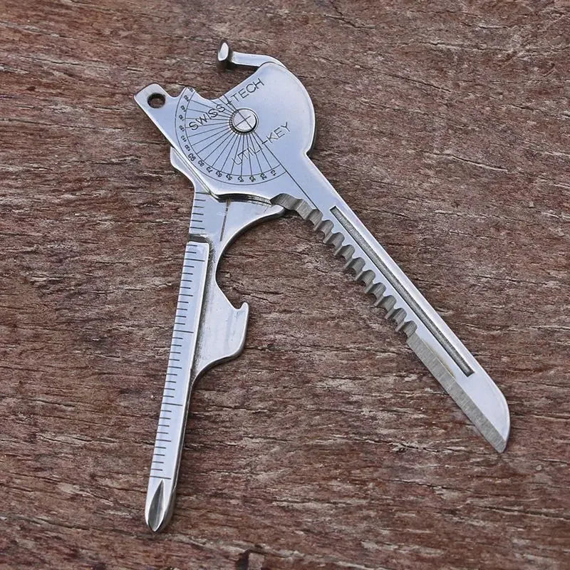 Survival Folding Tool Kit - 8-in-1 Camping Multi-Function Keychain Plier Set with Screwdriver, Can Opener & Carabiner Clip