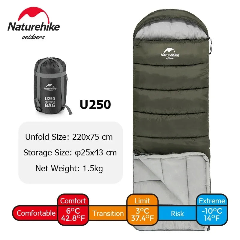 Naturehike Sleeping Bag Ultralight Waterproof Sleeping Bag Cotton Quilt Portable Envelope Sleeping Bag Camping Sleeping Bags