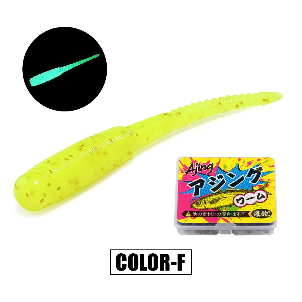 Spinpoler 20pcs/box Ajing Soft Fishing Lure 3.5cm Rockfish TPR Swimbaits Nightlight Worm Ice Jig Artificial Baits Bass Tackle