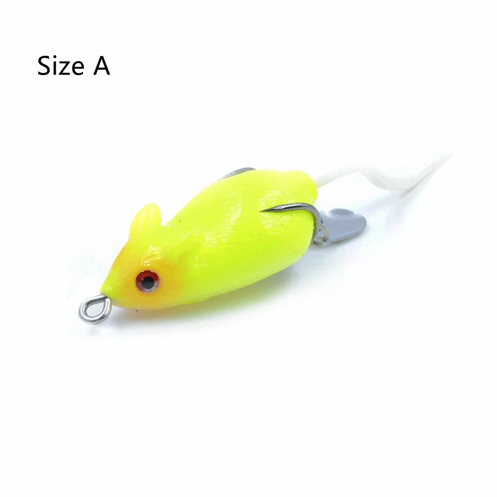 5cm 3D Artificial Mouse Fishing Lure Soft Silicone Bionic Floating Baits Freshwater Double Hook Barb Thunder Frog Catfish Bait