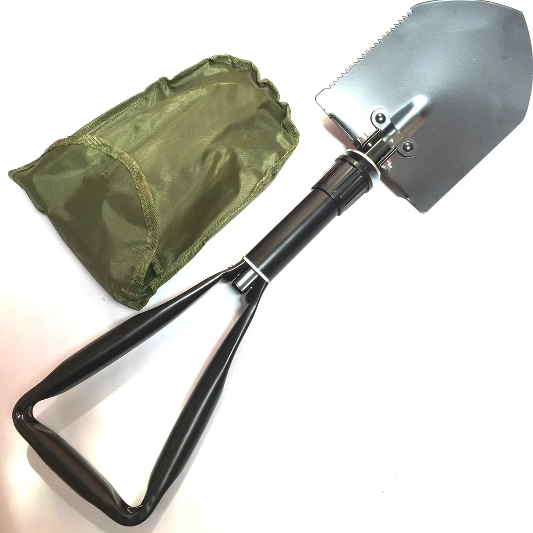 Multifunctional Folding Camping Shovel with Storage Bag Carbon Steel Military Style Entrenching Tool for Camping Gardening