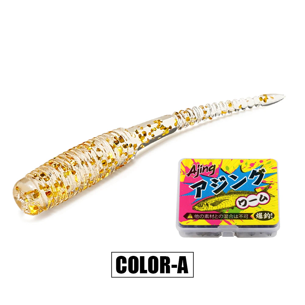 Spinpoler 20pcs/box Ajing Soft Fishing Lure 3.5cm Rockfish TPR Swimbaits Nightlight Worm Ice Jig Artificial Baits Bass Tackle