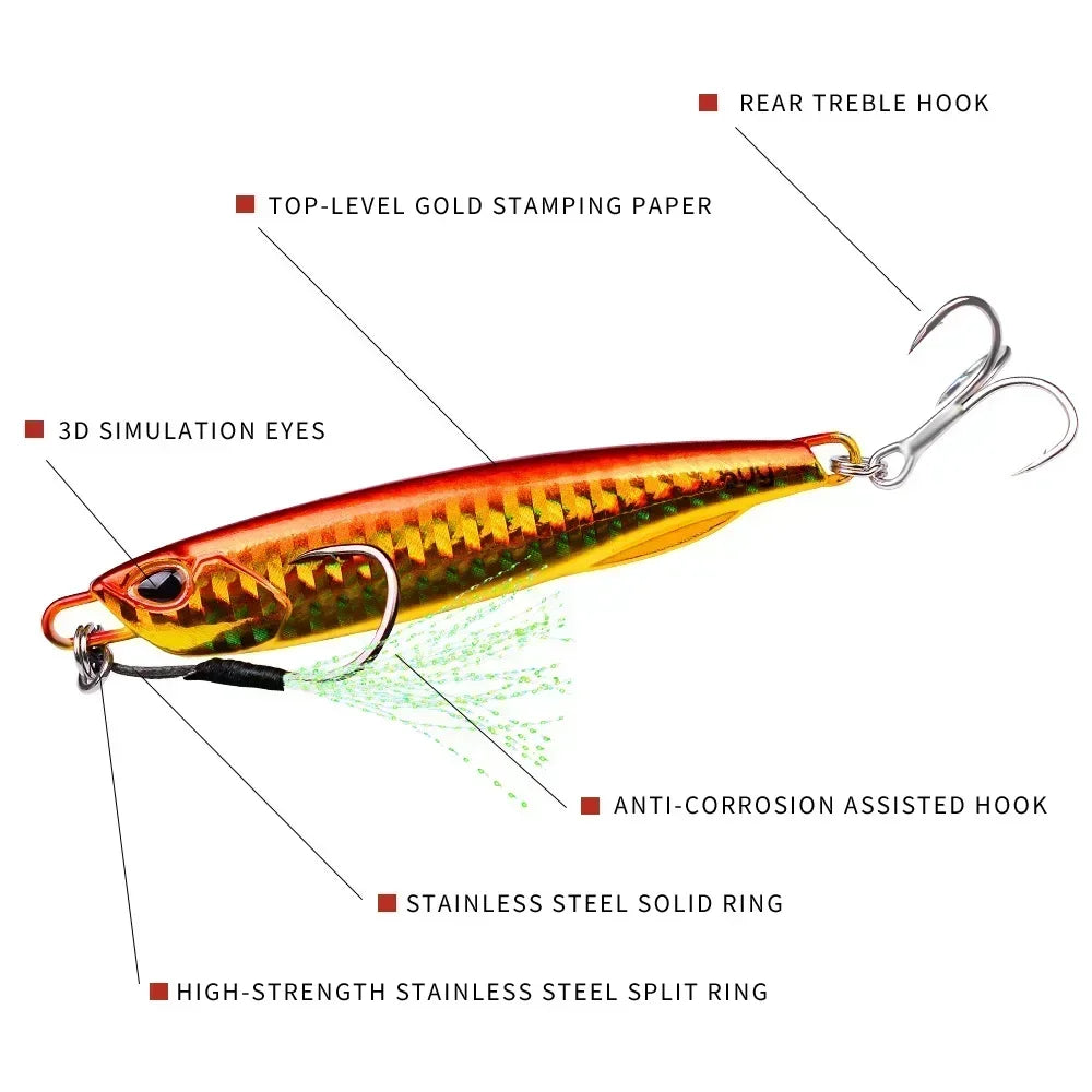 Fishing Lure 10g15g20g30g40g60g Trolling Artificial Hard Bait Bass Casting Jigging Fish Lure Sinking Spoon Tackle Metal Jig