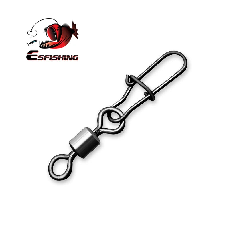 ESFISHING 20pcs Pike Fishhook Lure Fishing Accessories Connector Pin Bearing Rolling Swivel Stainless Steel Snap Swivels Tackle