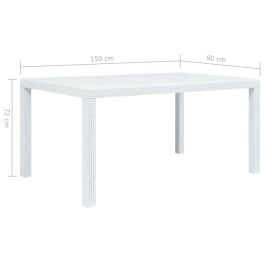 vidaXL Garden Table White 150x90x72 cm Plastic Rattan Look