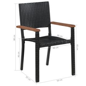 vidaXL Outdoor Chairs 2 pcs Poly Rattan Black